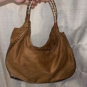 Vintage Obagi Tan Suede Hobo with Braided Accents